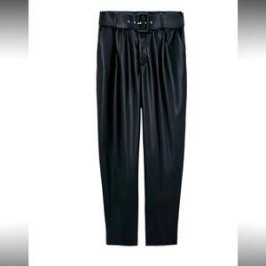ZARA BLACK FAUX LEATHER HIGH WAISTED PANTS NO BELT